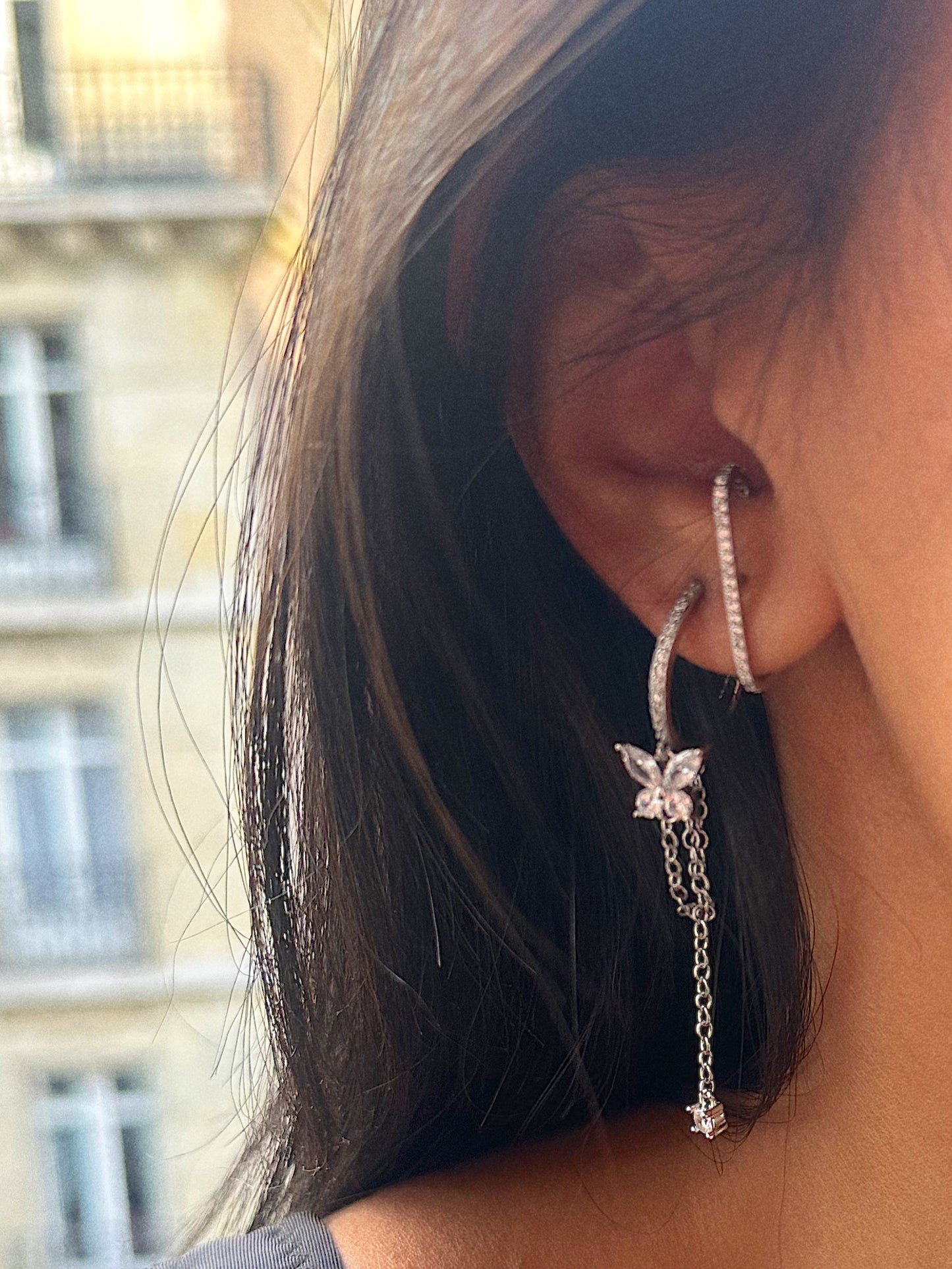 BOUCLES D'OREILLES LINÉAIRES FINES ARGENTÉE - LYNA